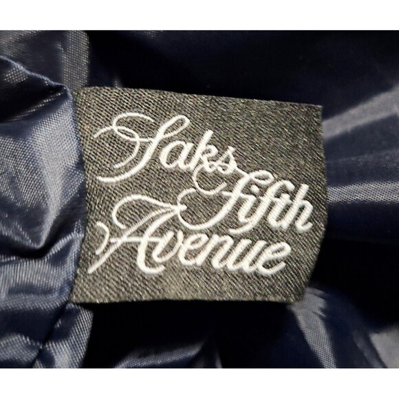 SAKS FIFTH AVENUE NAVY BLUE QUEEN BEE FAUX LEATHER PLEATHER TOTE HANDBAG - Picture 7 of 11